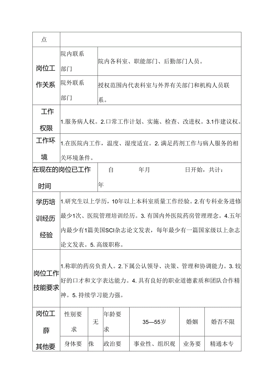 二级甲等医院药剂科住院药房负责人职责岗位说明书.docx_第2页