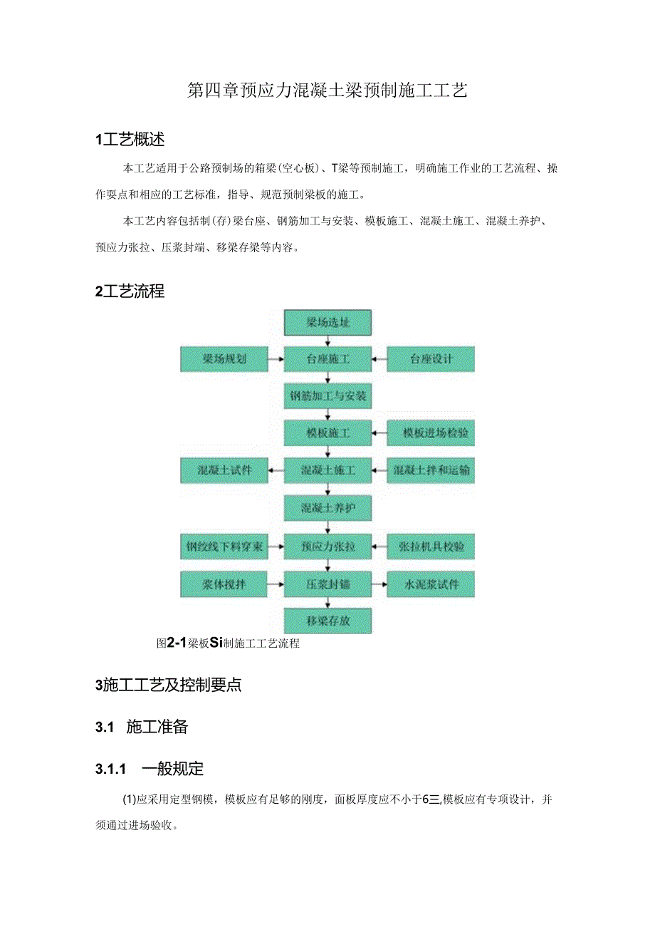 4、预应力混凝土梁预制施工工艺.docx_第1页