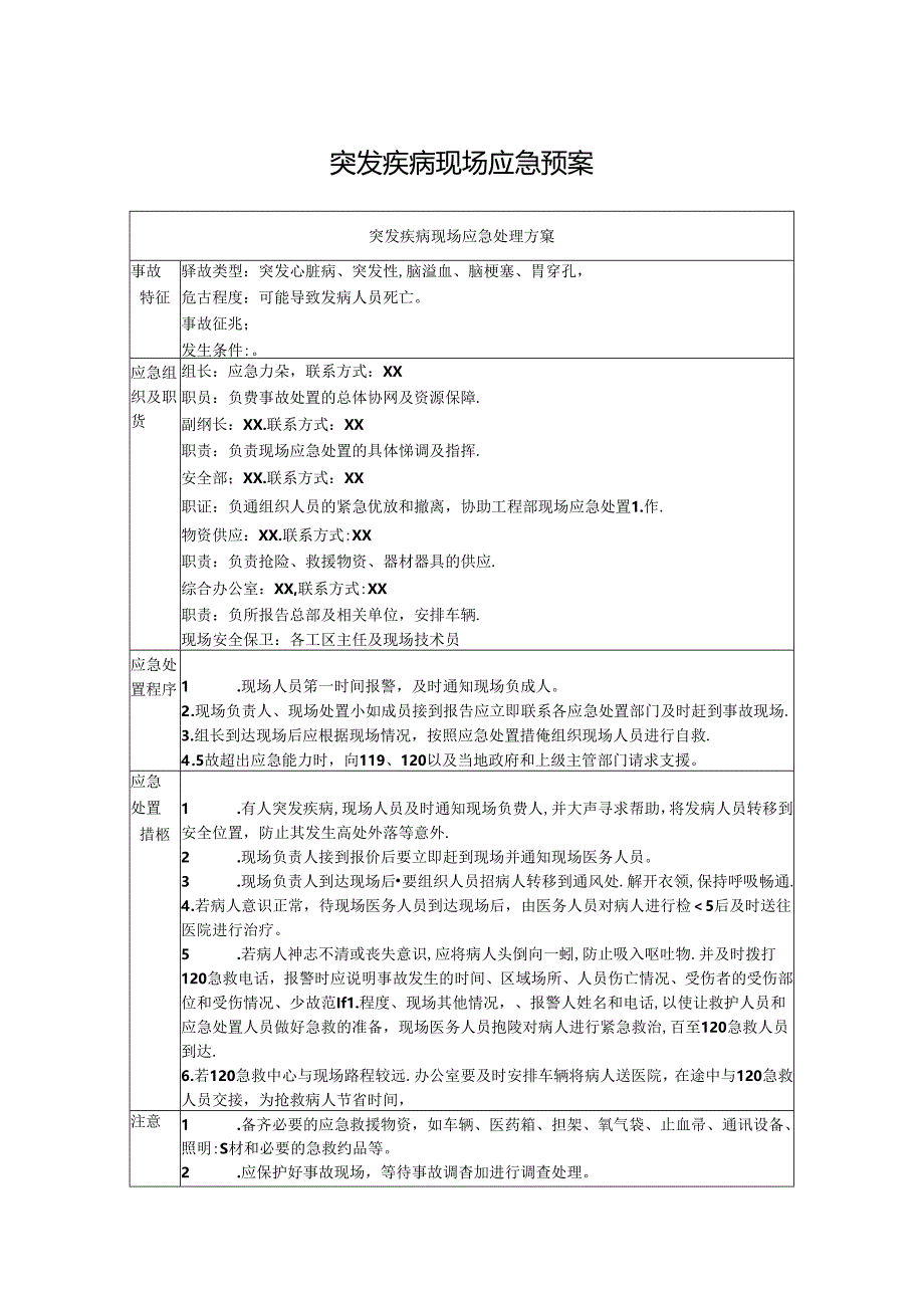 突发疾病现场应急预案.docx_第1页