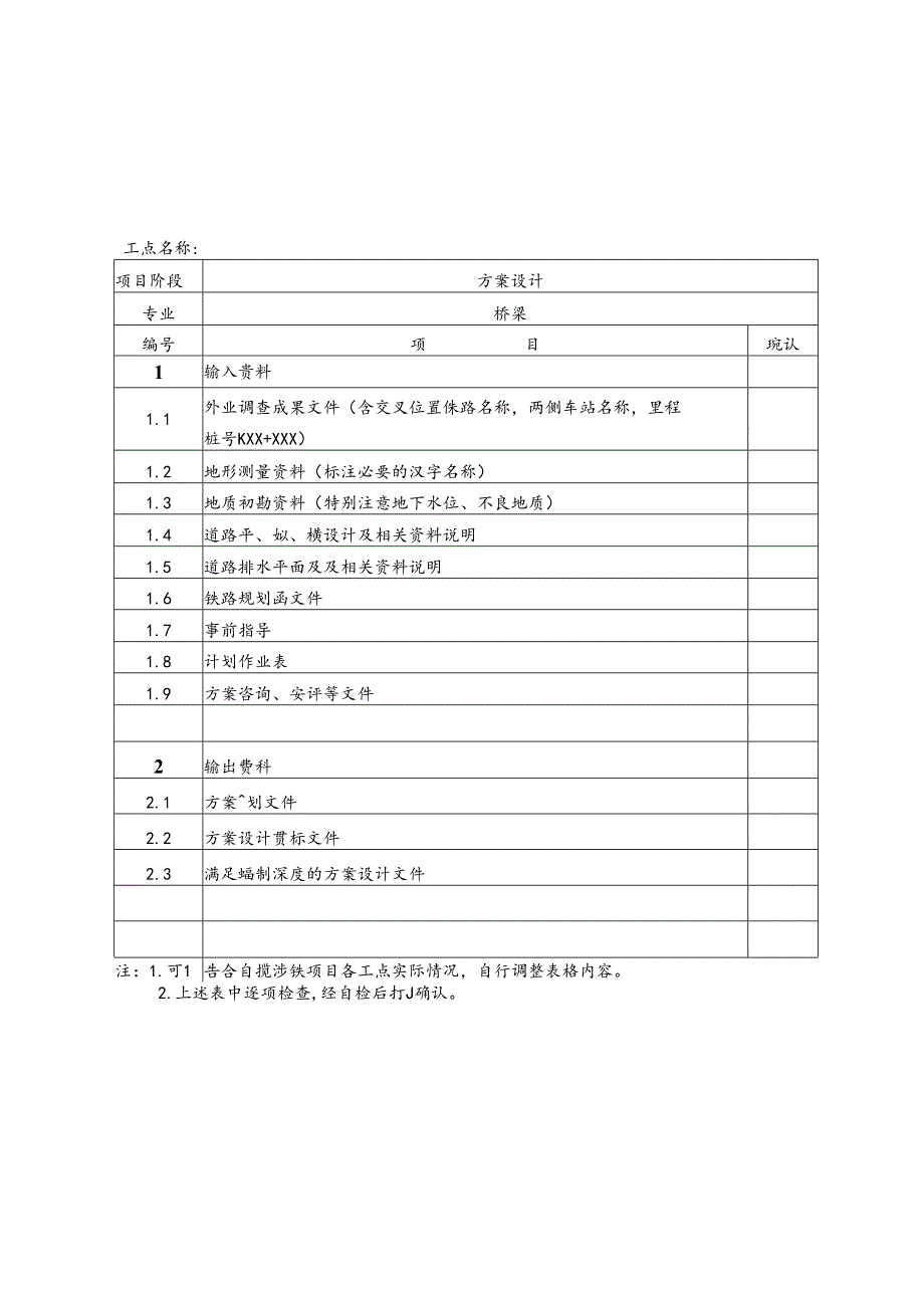 勘察设计清单 - 下穿xg.docx_第1页