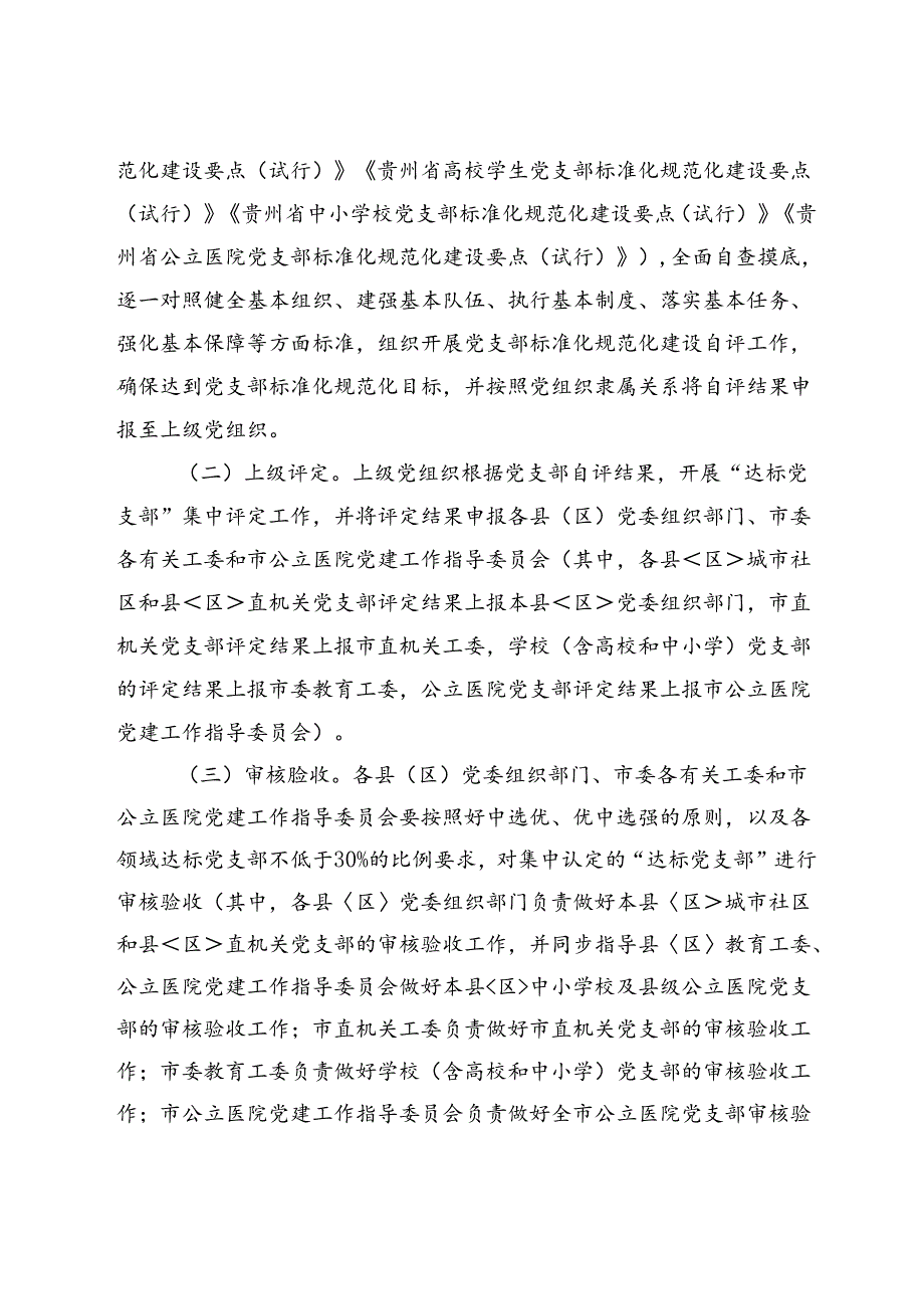 关于对全市城市社区、机关、学校（含高校和中小学）、公立医院党支部标准化规范化建设进行达标验收的通知.docx_第2页