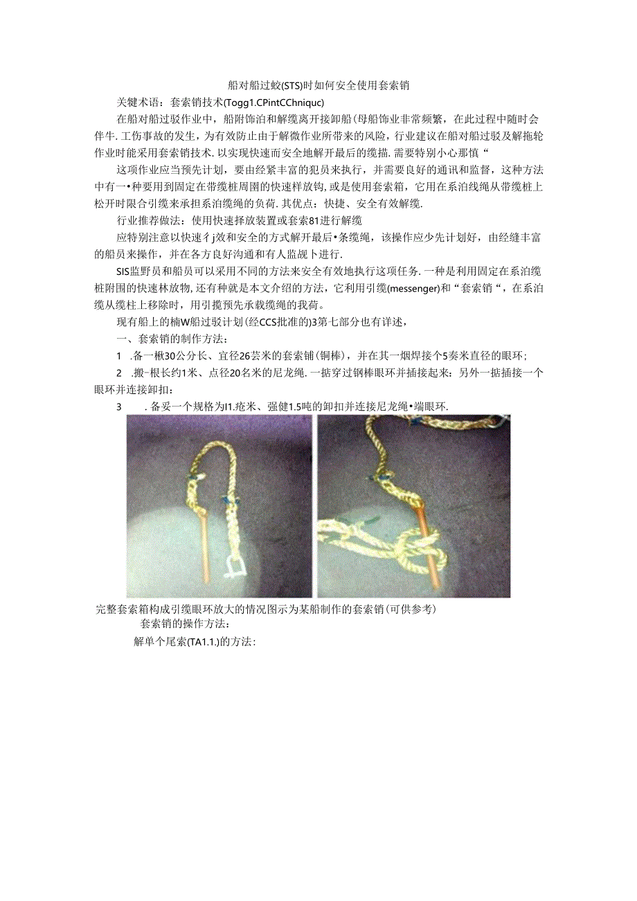 船对船过驳(STS)时安全使用套索销与碰撞事故损失.docx_第1页