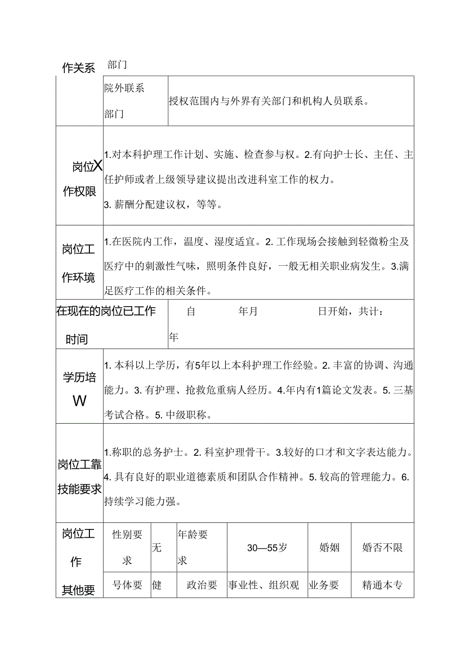 医院感染性疾病科总务护士岗位说明书.docx_第3页