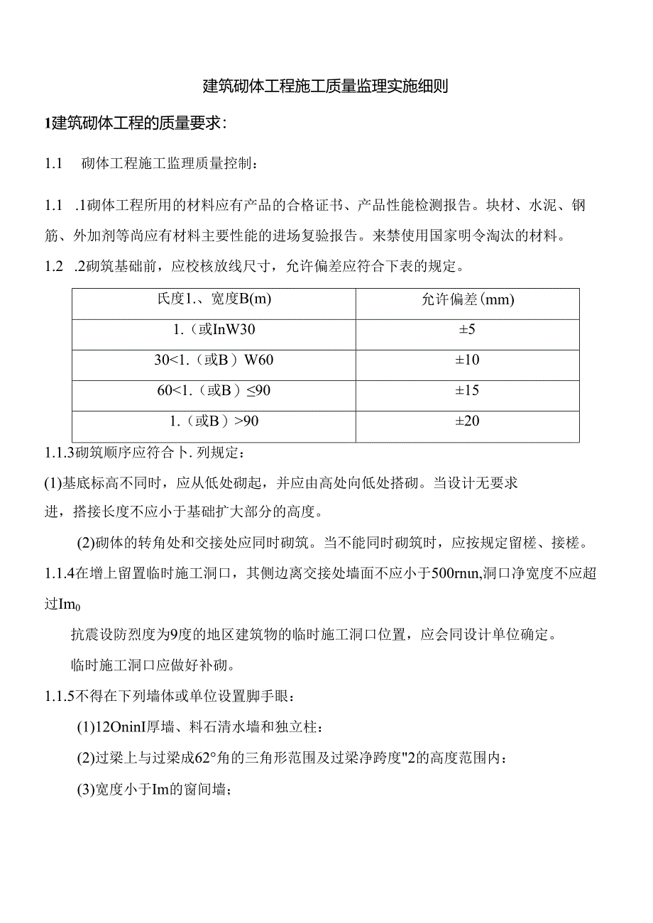 建筑砌体工程施工质量监理实施细则.docx_第1页