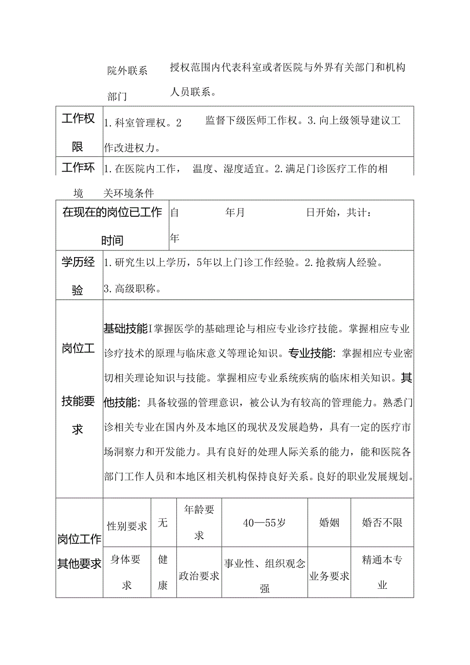 二级甲等医院门诊部科主任岗位说明书.docx_第3页