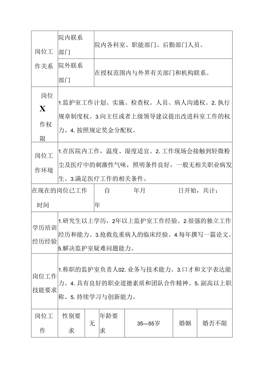 医院小儿内科监护室负责人岗位说明书.docx_第3页