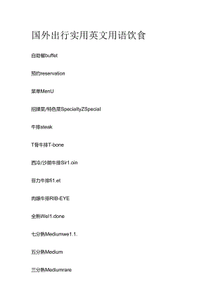 国外出行实用英文用语 饮食全套.docx