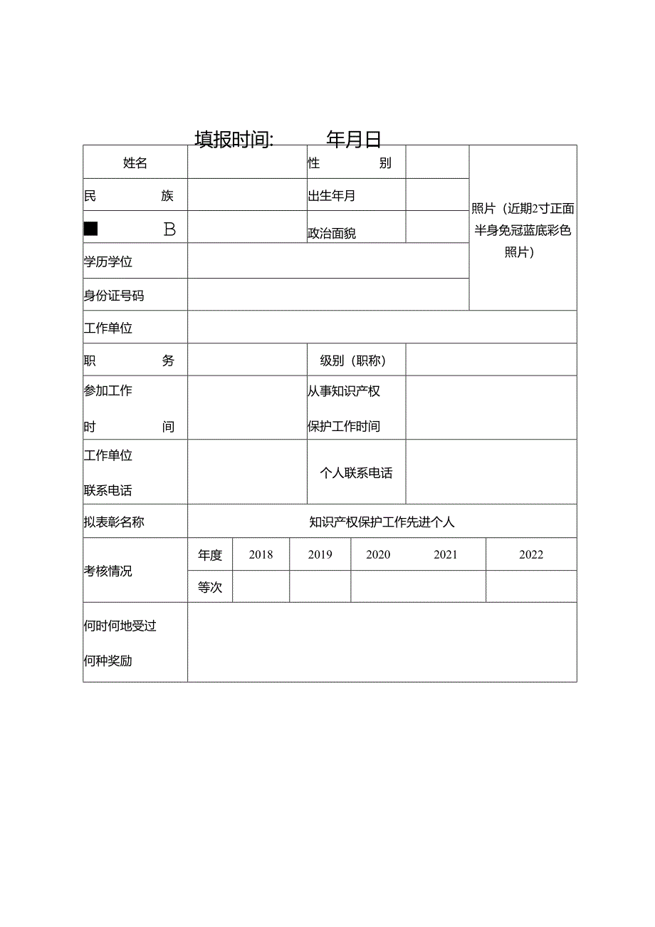 知识产权保护工作先进个人推荐审批表.docx_第2页