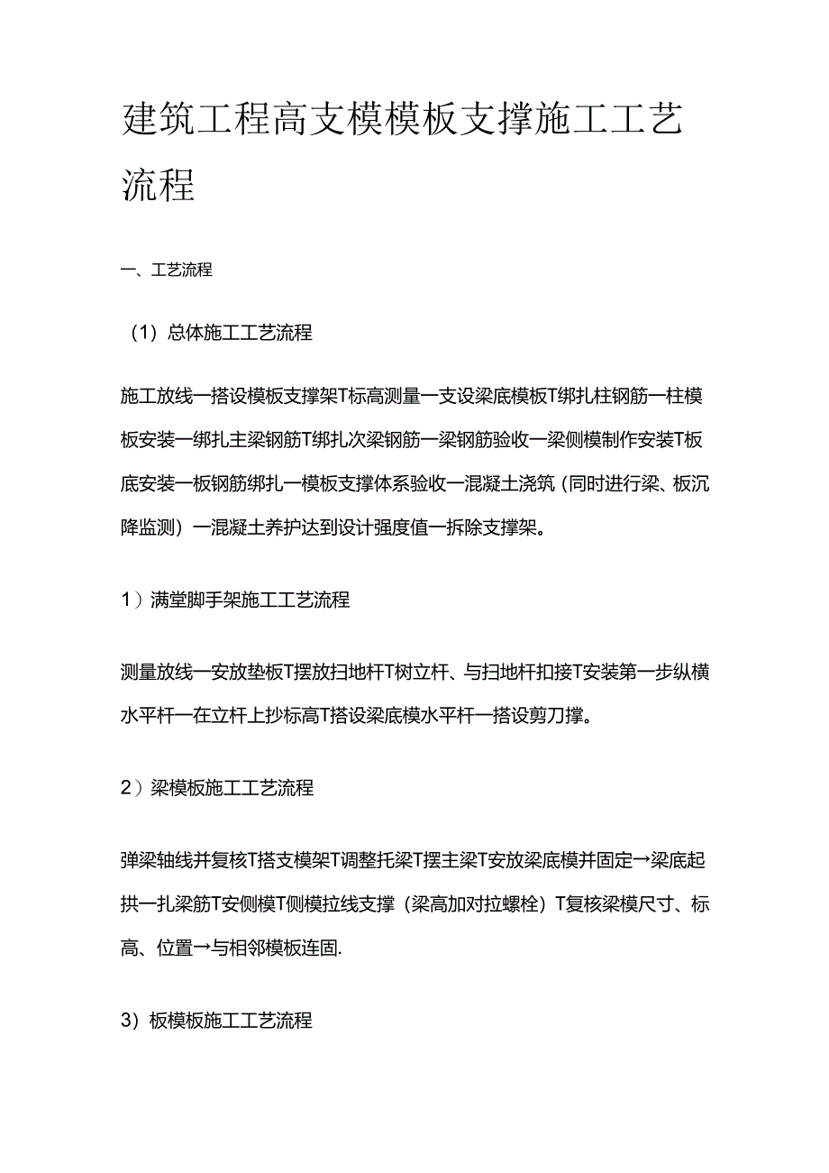 建筑工程高支模模板支撑施工工艺流程全套.docx_第1页