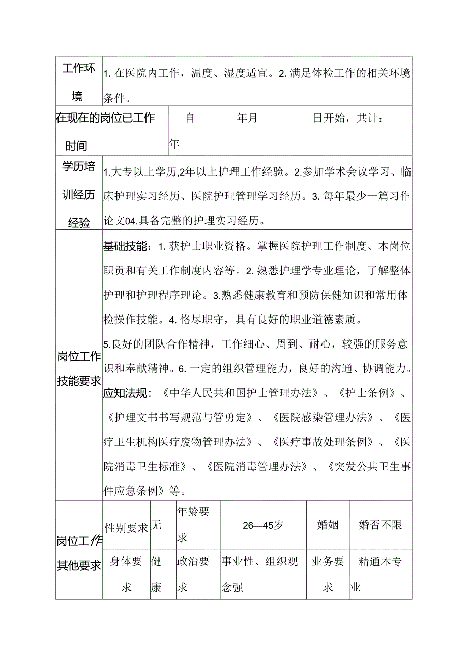 二级医院健康体检中心护士岗位说明书.docx_第3页