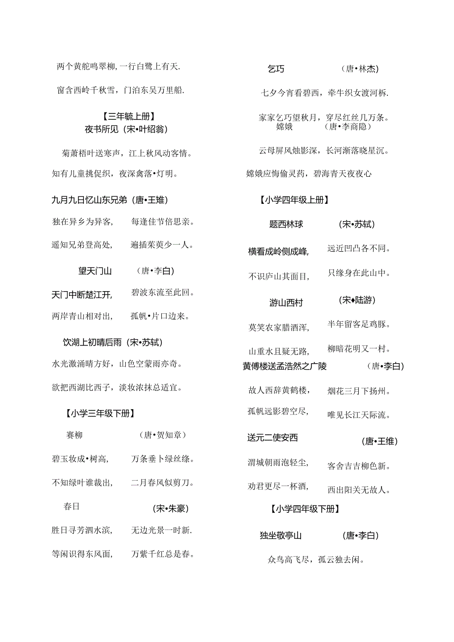 人教版小学必背古诗词按年级详细整理[1].docx_第2页