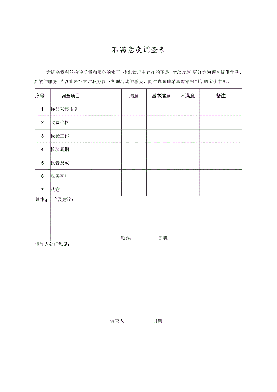 不满意度调查表.docx_第1页