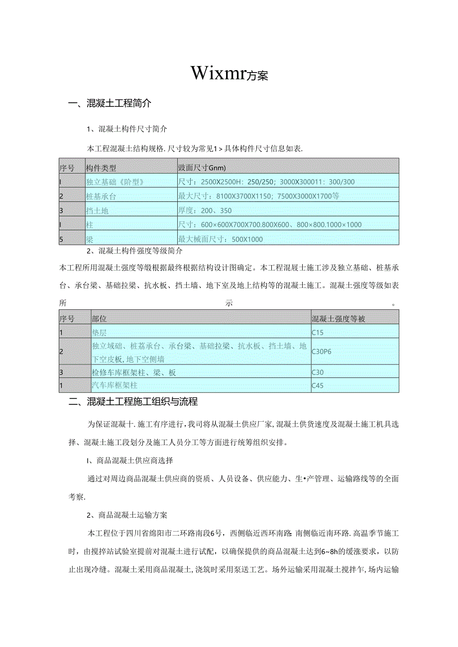 混凝土工程施工方案.docx_第1页