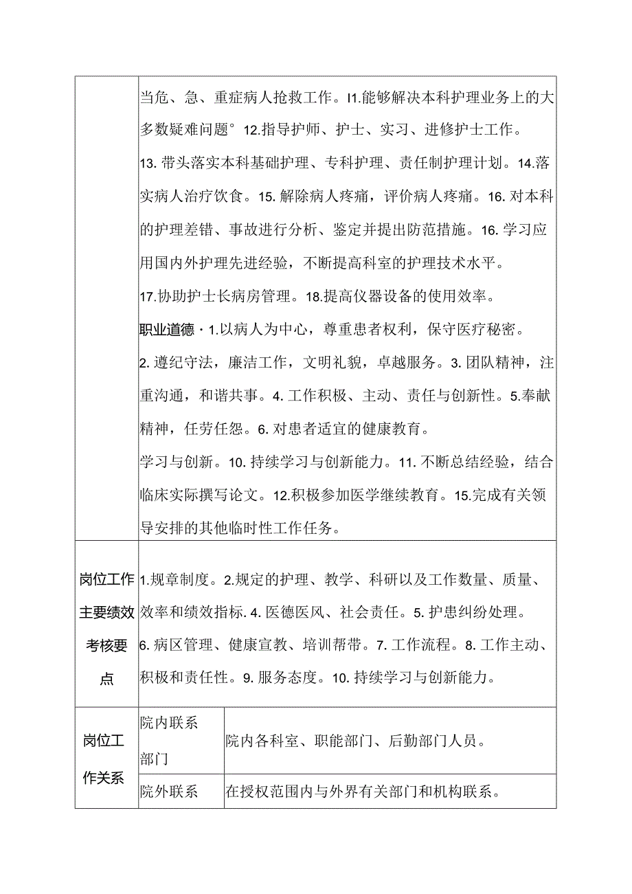 医院呼吸内科主管护师岗位说明书.docx_第2页