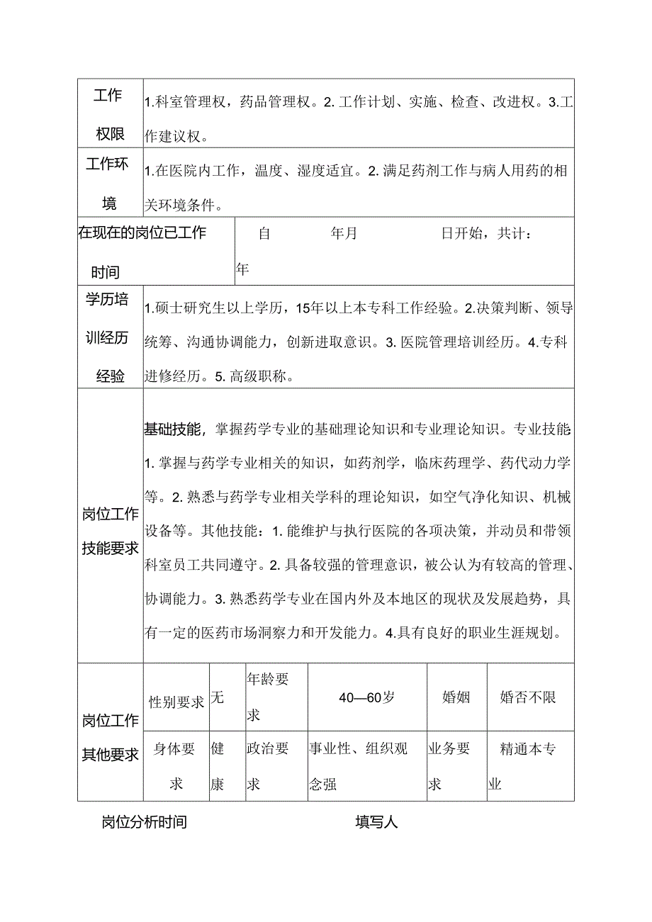 二级甲等医院药剂科主任岗位说明书.docx_第3页