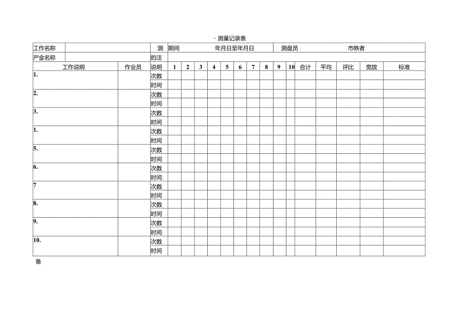 测量记录表范本.docx_第1页