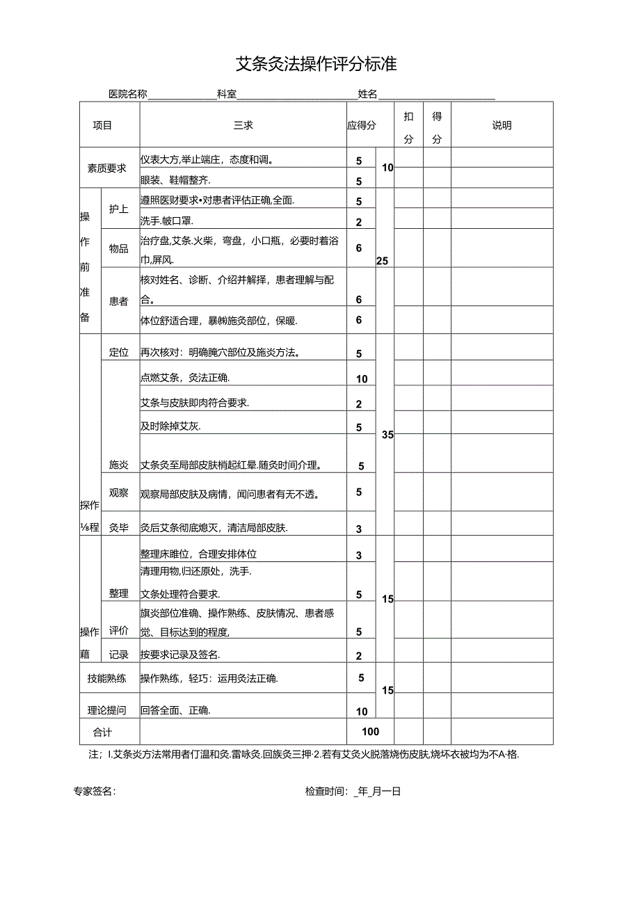 艾条灸法操作评分标准.docx_第1页