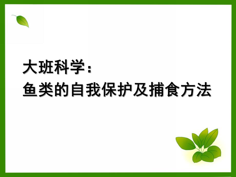 大班科学《鱼类自我保护及捕食》PPT课件鱼类自我保护及捕食.ppt_第1页