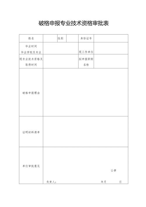 破格申报专业技术资格审批表.docx